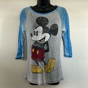 Disneyland Walt Disney World Mickey Mouse Burnout Baseball Sleeve T Shirt
